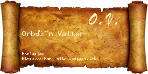 Orbán Valter névjegykártya